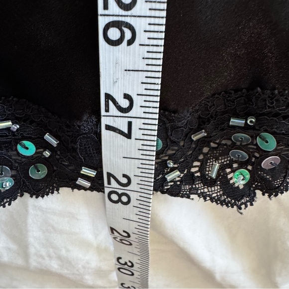 George Plus Black Satin Cami w/Lace & Sequin Trim Size 1X Babydoll Vintage Vibe - Picture 8 of 8